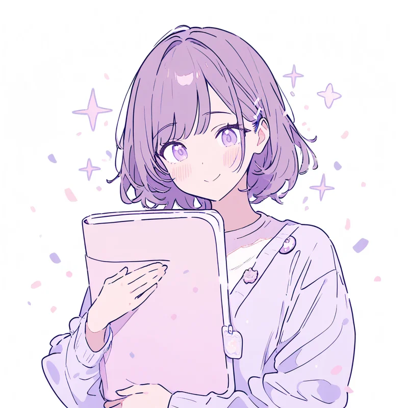 書類がそろって安心している女性のイラスト